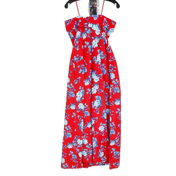 SACHIN + BABI Dress Size 12 Evening Gown Brielle Red Blue Floral Strapless - Picture 7 of 11